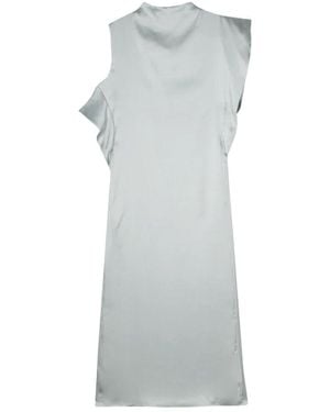 Fendi Blaues Seiden-Midikleid Mit Rüschen - Grau