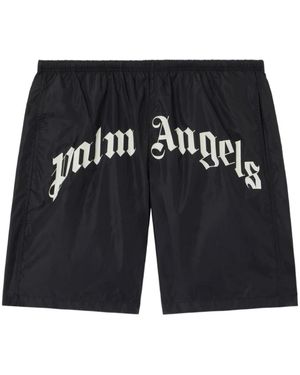 Palm Angels Curved Logo Zwemshorts - Zwart