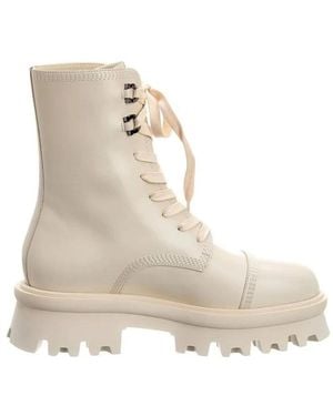 Ferragamo Lace-Up Boots - Natural