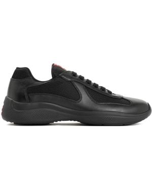 Prada Schwarze Leder Sneakers New Americas Cup