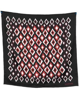 Lanvin Accessoires ,Veelkleurig ,Geometrische Zijden Sjaal Zwart Rood Wit