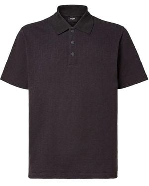 Fendi Klassisches Schwarzes Polo-Shirt All-Over Ff