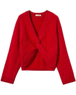 Twinset V-Neck Knitwear - Rojo