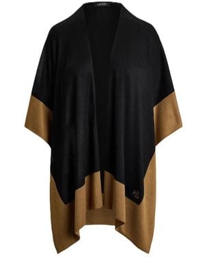 Ralph Lauren Zweifarbiges Ruana-Cape - Schwarz
