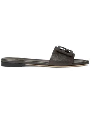 Fendi Slide Vitello Bottal + Ff Vitello - Braun