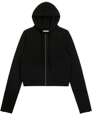 Entire studios Hoodies & Sweatvesten ,Zwart ,Katoen Lichtgewicht Cropped Zip-Up Hoodie