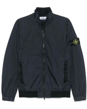 Stone Island Garment Dyed Crinkle Reps Ny Hooded Down Jacket With Duck Down Padding - Blue