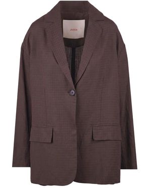 Jucca Oversized Check Jacket - Braun