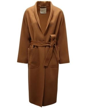 EMMA & GAIA Belted Coats - Brown