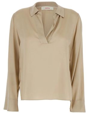 Jucca V-Hals Polokraag Blouse - Naturel