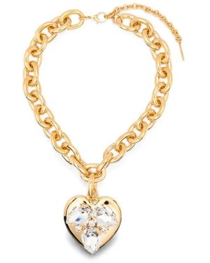 Alessandra Rich Kristallen Hart Hanger Ketting - Metallic