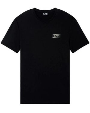EA7 Tops ,Zwart ,T-Shirt Met Ronde Hals En Logo