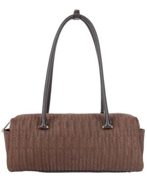 Lancaster Sac Rectangle Zippé Tressé Cube - Braun