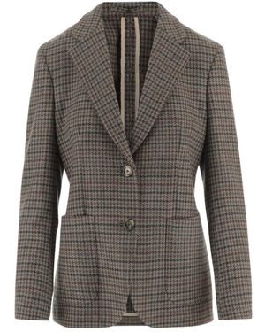 Lardini Jassen ,Veelkleurig ,Kasjmier Cashmere Jas Met Visgraatpatroon - Grijs