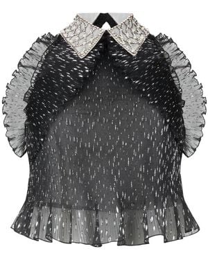 Alberta Ferretti Tops ,Zwart ,Polyester Kort Geploooid Topje