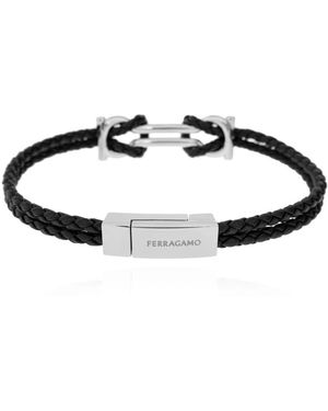 Ferragamo Gancini Geweven Armband - Zwart