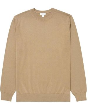 Sunspel Leichtes Baumwoll-Rundhals-Shirt - Natur
