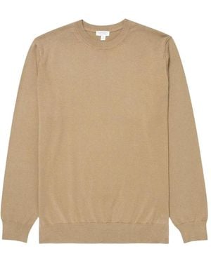Sunspel Truien & Vesten ,Katoen Lichtgewicht Katoenen Crewneck - Naturel