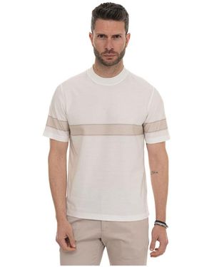 Canali Tops ,Wit ,Katoen T-Shirt Met Korte Mouwen En Ronde Hals - Grijs