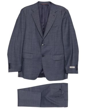 Canali Enkelrijig Wollen Pak - Blauw