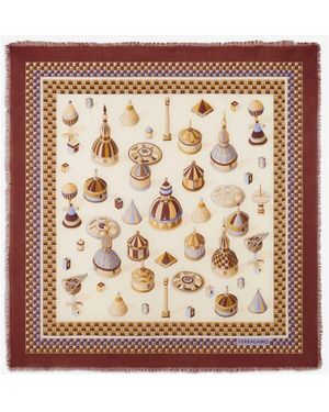 Ferragamo Nadir Print Zijden Sjaal - Metallic