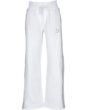 PUMA Broeken ,Wit ,Katoen Witte Lichtgewicht Trainingspak Straight Broek
