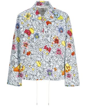 CASABLANCA Jassen ,Veelkleurig ,Katoen Collage D'Icones Graphiques Repeat Zip‑Up Jacket - Wit