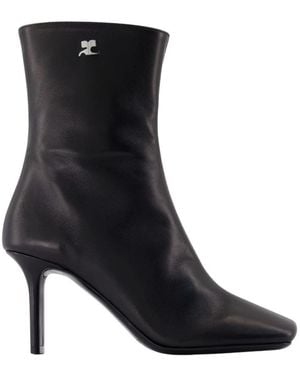 Courreges Square Toe 80 Ankle Boots - Black
