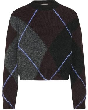 Kaffe Truien & Vesten ,Veelkleurig ,Leer Ronde Hals Gebreide Kleding - Zwart