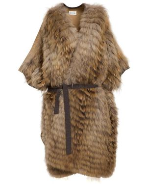 P.A.R.O.S.H. Faux Fur Cape - Braun