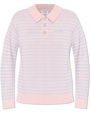 CASABLANCA Wollen Coltrui Polo Met Lange Mouwen - Roze