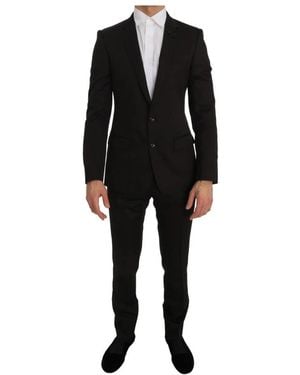 Dolce & Gabbana Brown Wool Crystal Bee Slim Fit Martini - Black