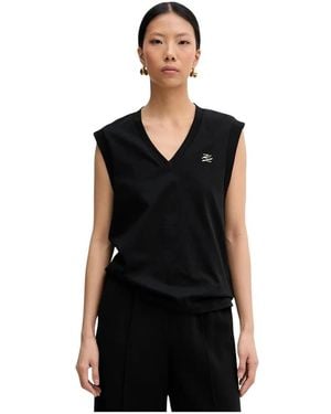 KARL LAGERFELD Tops ,Zwart ,Katoen V-Hals Top