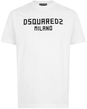 DSquared² Tops ,Wit ,Katoen Milano Cool Fit Tee