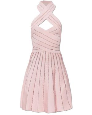 Balmain Kleedjes ,Roze ,Polyester Jurk Met Open Rug