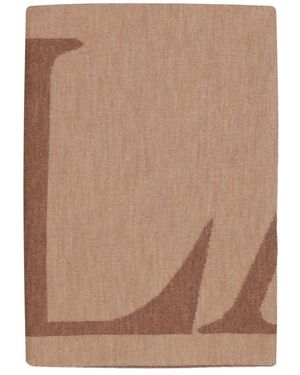 Lanvin Accessoires ,Bruin ,Wol Wollen Sjaal Met Camel Logo-Print