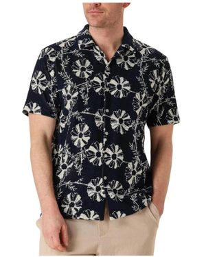 Anerkjendt Blaues Casual Hemd Mit Frotte Aop - Schwarz