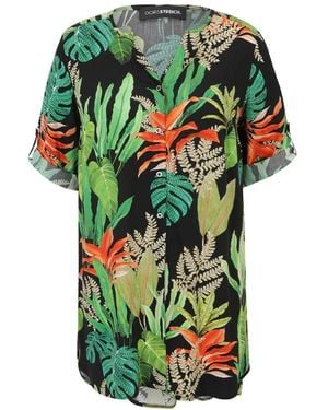 Doris Streich Exotisches Blätter-Print Langbluse - Grün