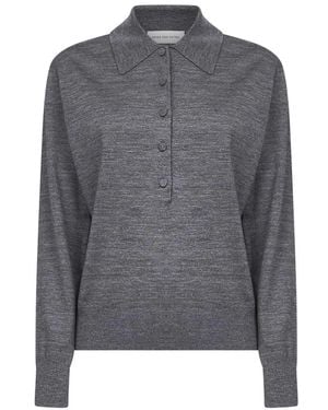 Dries Van Noten Grijze Wollen Trui Met Polokraag - Grijs
