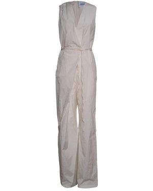 Erika Cavallini Semi Couture Mouwloze Jumpsuit Met V-Hals En Overlap - Grijs