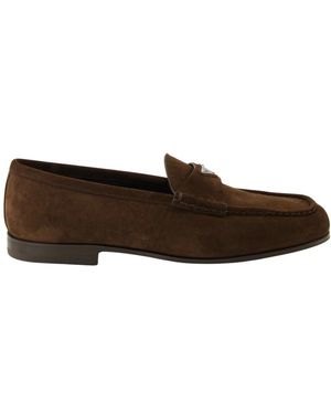 Prada Wildleder Slip-On Loafers - Braun
