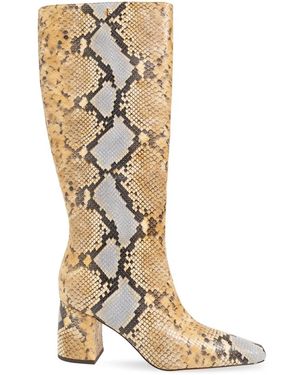 Tory Burch Stivali alti fino al ginocchio con tacco in pelle - Marrone