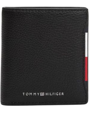 Tommy Hilfiger Schwarzes Lederportemonnaie Mit Innentaschen
