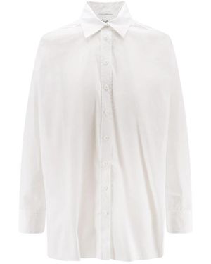 Nude Wijde Katoenen Blouse Met Lange Mouwen - Wit