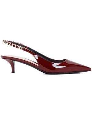 Gucci Rode Leren Pumps Met Puntige Neus - Rood