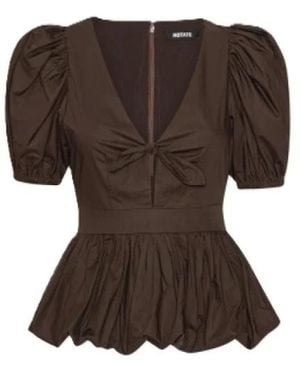 ROTATE BIRGER CHRISTENSEN Puff Sleeve Bubble Top - Bruin