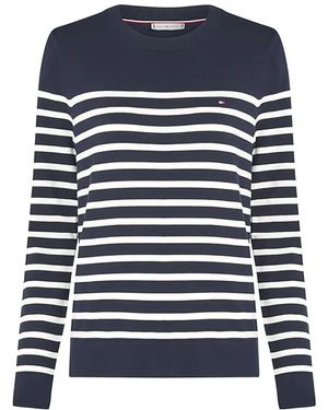 Tommy Hilfiger Minimalistischer Baumwollpullover Mit Ripp-Finish - Blau