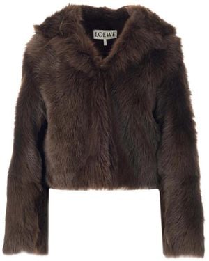 Loewe Tuscan Shearling Hooded Jacket - Zwart