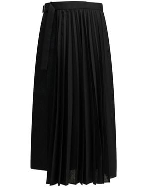 Sacai Wollen Rok Met Geplooid Inzetstuk - Zwart