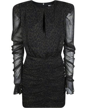 ROTATE BIRGER CHRISTENSEN Kleedjes ,Bruin ,Polyester Ruched Flower Mini Jurk - Zwart